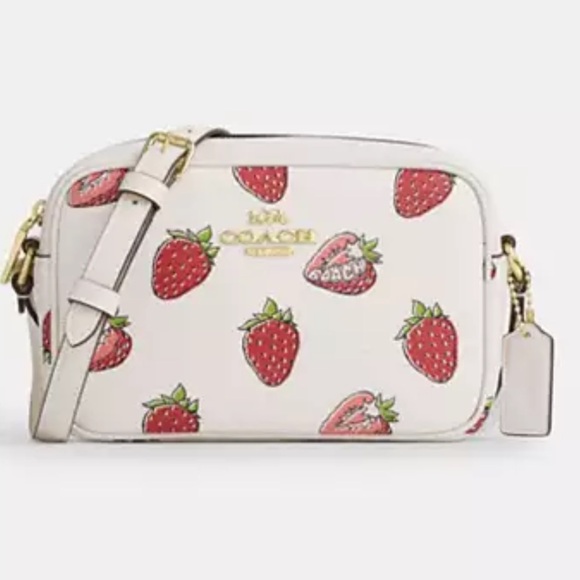 🍓Coach Mini‎ Jamie Crossbody Bag with Strawberry Print and gold hardware - Picture 1 of 10